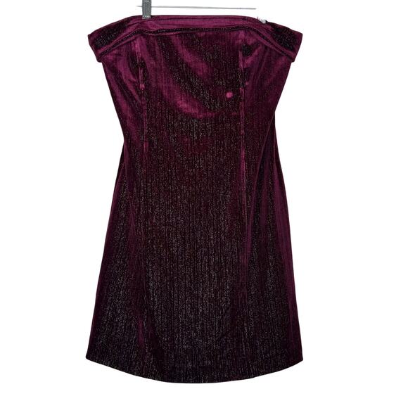 Urban Social Velvet Burgundy Red Strapless Tube Shimmer Mini Dress Medium - Picture 9 of 9